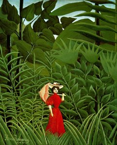 Woman in Red in the Forest